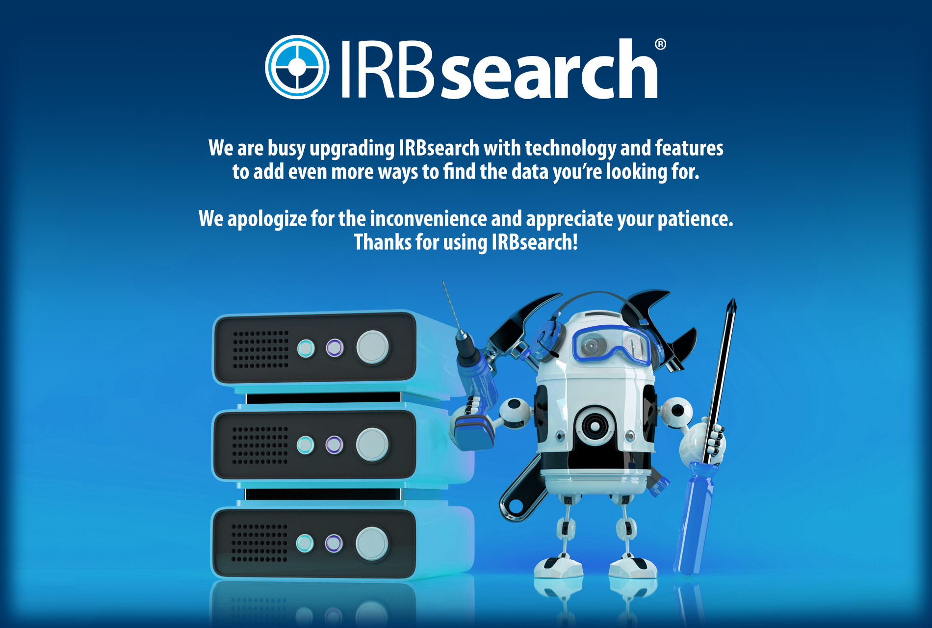 IRBsearch Undergoing Maintenance